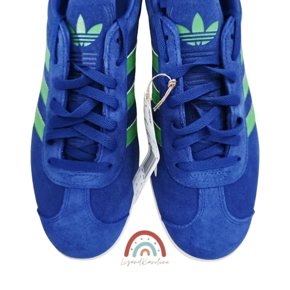 New! Adidas Originals Gazelle Shoes in Royal Blue Green